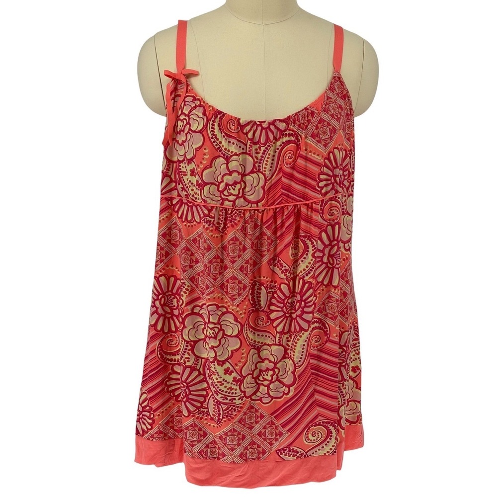 Ambrielle Chemise Pink Orange Floralβ Paisley Ribbon Straps 3X
